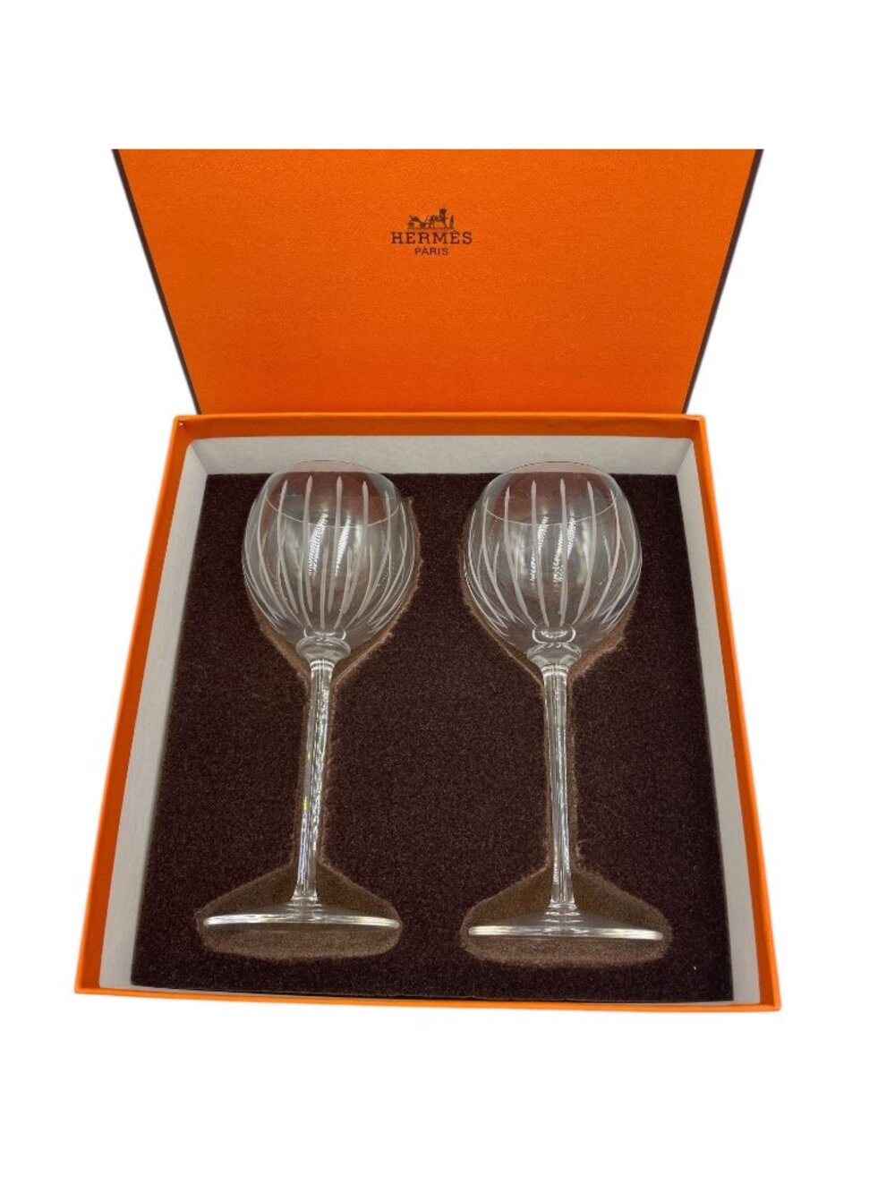 Hermes Wine Glass Fanfare Pair 2 Items